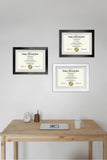 1.25" Picture Frame | 11"x14" Document Frame With Double White Mat