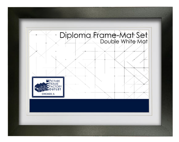 Picture Frame Factory Outlet | Black Diploma Frame with Double White Mat