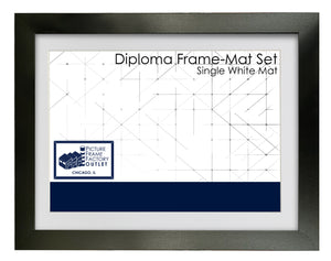 Picture Frame Factory Outlet | Black Diploma Frame with Single White Mat
