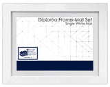 Picture Frame Factory Outlet | White Diploma Frame with Single White Mat